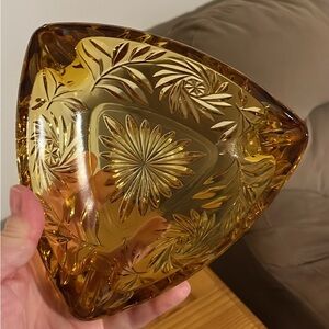 Vintage Hazel Atlas 7” Amber Glass Ashtray